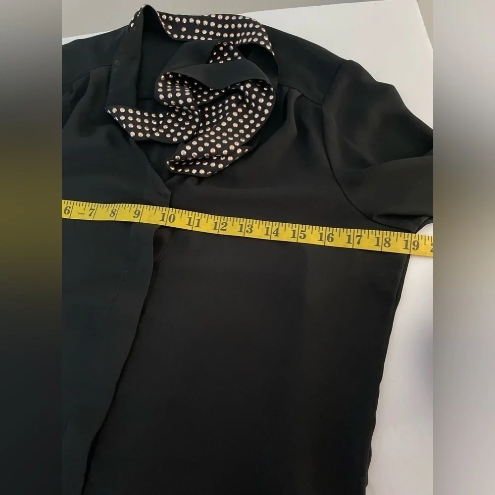 Twik Black Studded Long Sleeve Blouse Size PS with Extra Gold and Black Buttons - Picture 9 of 13